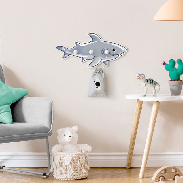 Kinderzimmer Wandgarderobe mit Tieren Unterwasserwelt - Hai