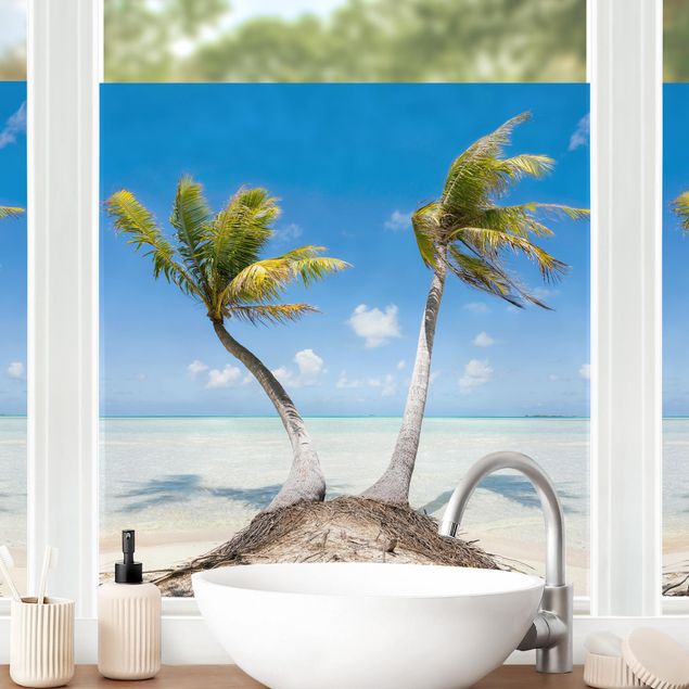 Fensterbilder Strand Urlaub unter Palmen