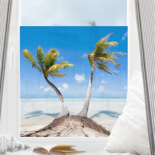 Fensterbild Landschaft Urlaub unter Palmen