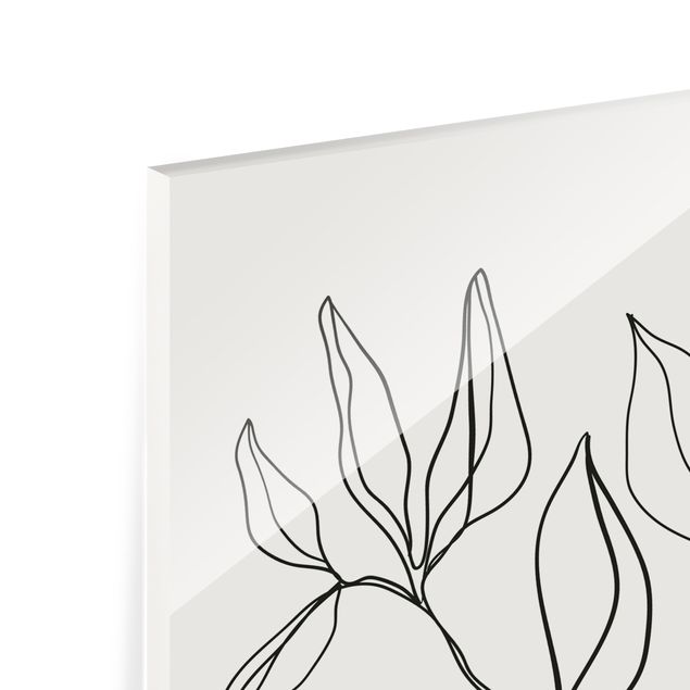 Glasbild - Vasen mit illustrierten Zweigen - Hochformat 2:3