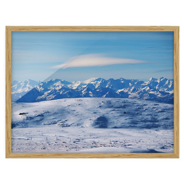 Bild mit Rahmen - Verschneite Bergwelt - Querformat