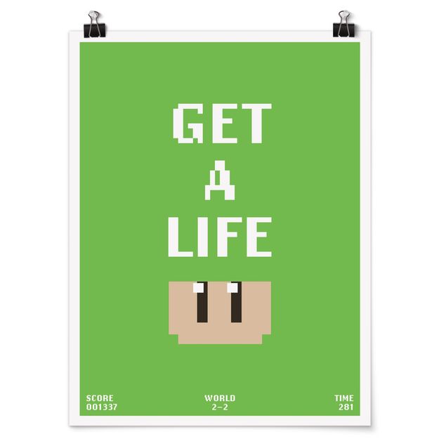 Poster kaufen Videospiel Spruch Get A Life in Grün