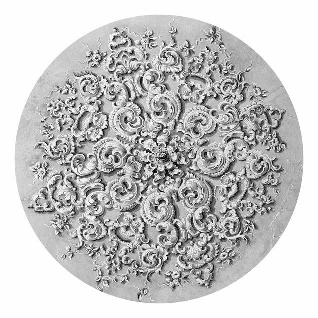Tapeten Muster Viktorianische Ornamentik mit Patina in Schwarz-Weiß