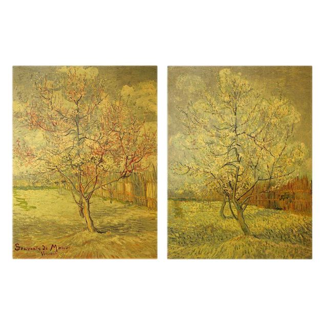 Leinwandbild Kunstdruck Vincent van Gogh - Blühende Pfirsichbäume im Garten