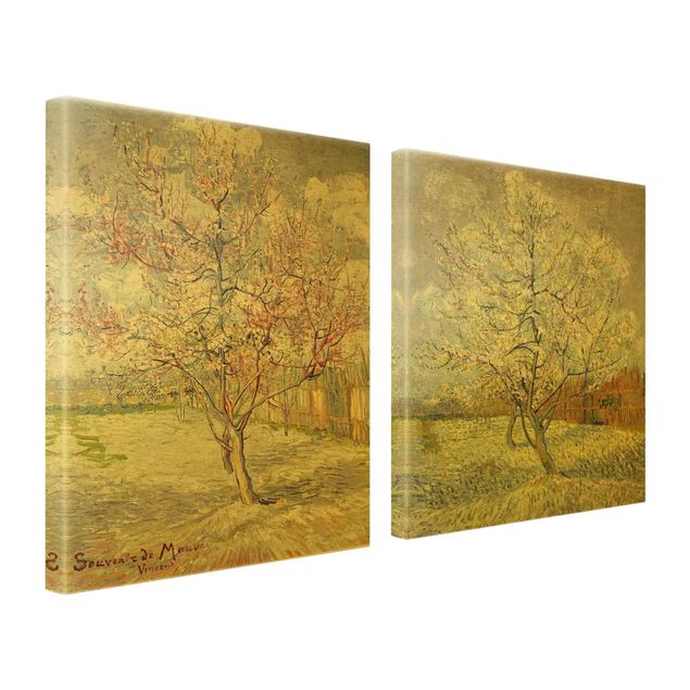 Moderne Leinwandbilder Wohnzimmer Vincent van Gogh - Blühende Pfirsichbäume im Garten