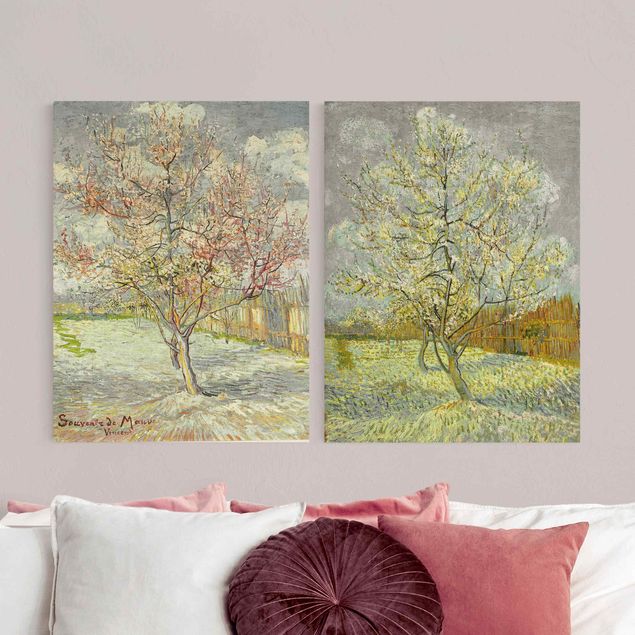 Post Impressionismus Bilder Vincent van Gogh - Blühende Pfirsichbäume im Garten