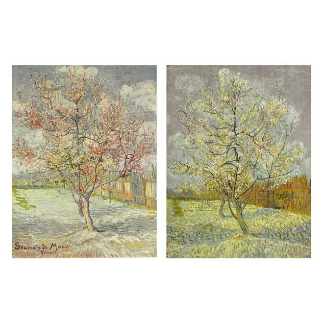 Kunstdrucke auf Leinwand Vincent van Gogh - Blühende Pfirsichbäume im Garten