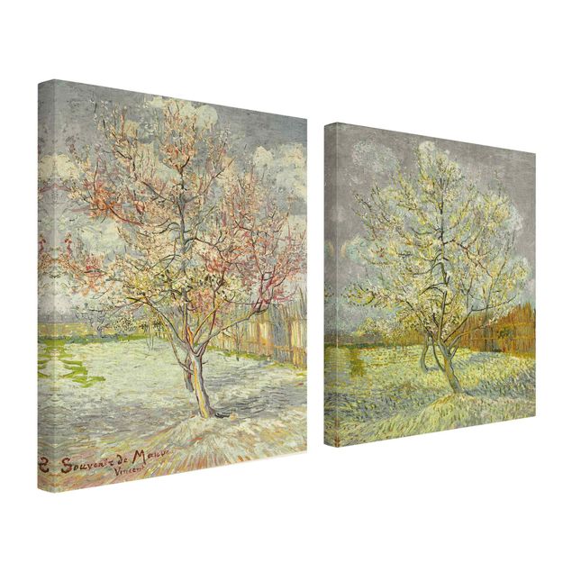 Wandbilder Wohnzimmer modern Vincent van Gogh - Blühende Pfirsichbäume im Garten