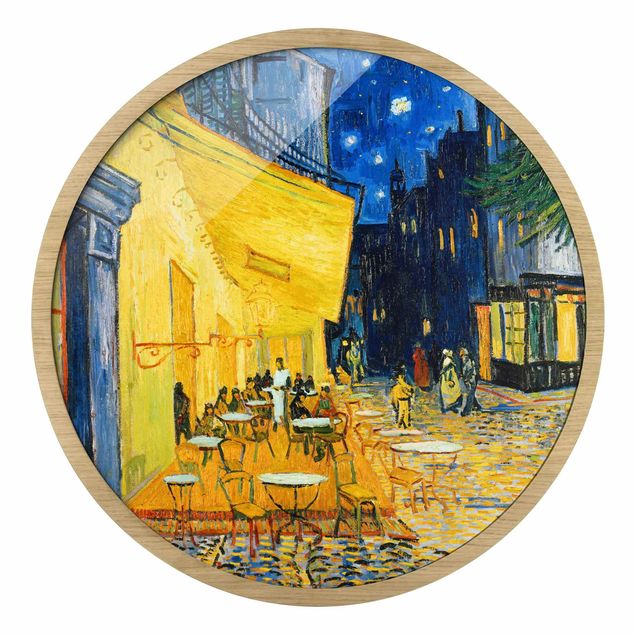 Rundes Gerahmtes Bild - Vincent van Gogh - Café-Terrasse in Arles