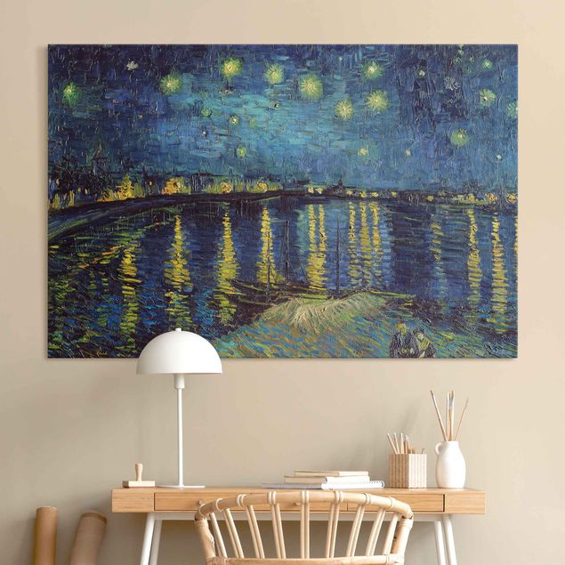 Kunstdruck Pointillismus Vincent van Gogh - Sternennacht über der Rhône