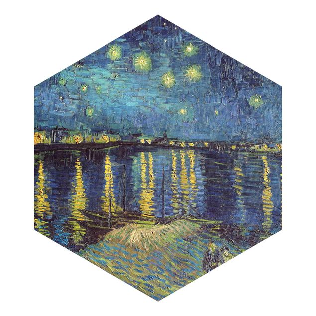 Hexagon Tapete Vincent van Gogh - Sternennacht über der Rhône