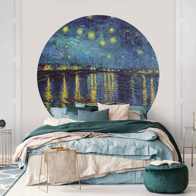 runde Fototapete Vincent van Gogh - Sternennacht über der Rhône
