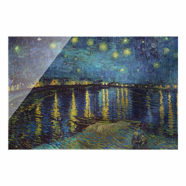 Glasbilder Skyline Vincent van Gogh - Sternennacht über der Rhône