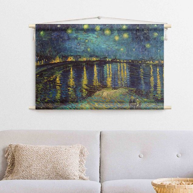 Wandteppich modern Vincent van Gogh - Sternennacht über der Rhône