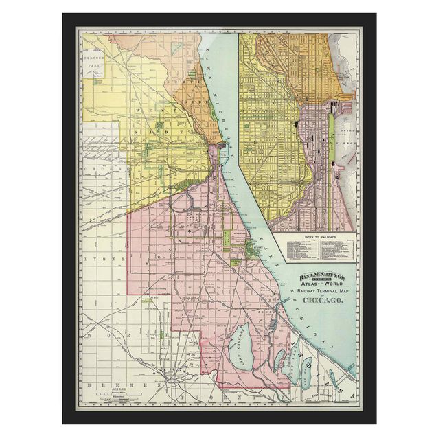 Bilder für die Wand Vintage Karte Chicago