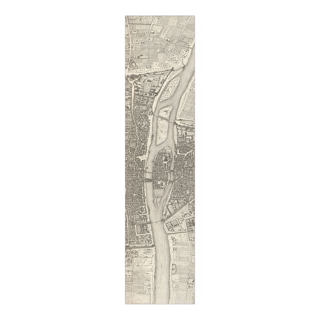 Schiebegardinen mit Motiv 3-teilig Vintage Karte Paris