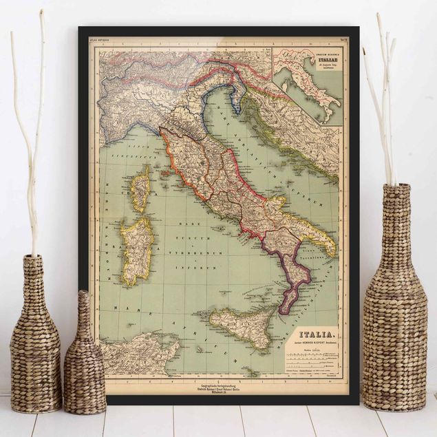 Vintage Bilder mit Rahmen Vintage Landkarte Italien