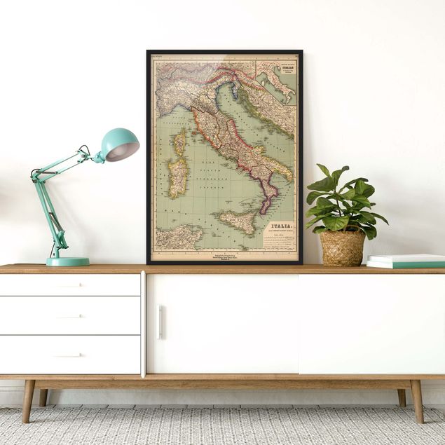 Weltkarten gerahmt Vintage Landkarte Italien