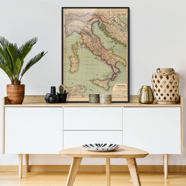 Schöne Wandbilder Vintage Landkarte Italien