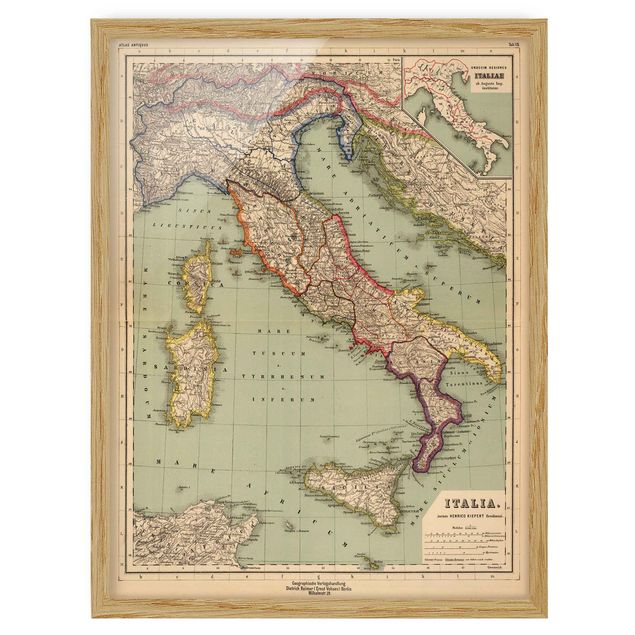 Gerahmte Bilder Vintage Landkarte Italien
