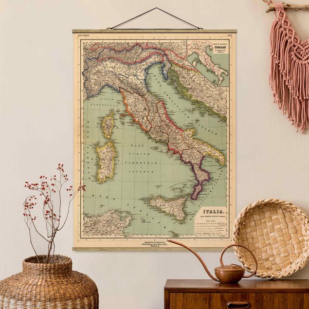 Wandbilder Vintage Landkarte Italien
