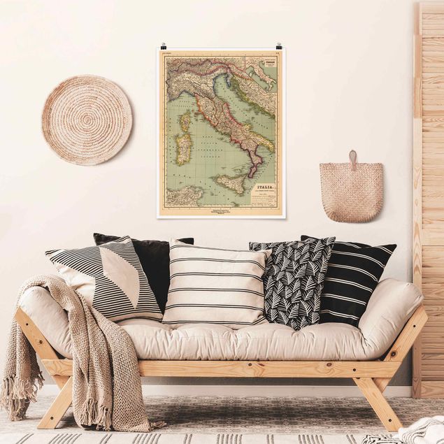 Weltkarte Wandposter Vintage Landkarte Italien