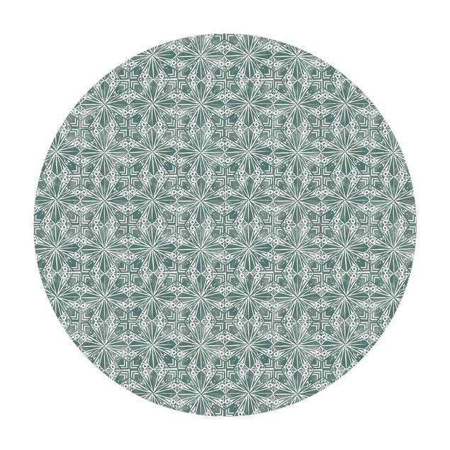 Teppich schwarz-weiß Vintage Muster Geometrische Fliesen
