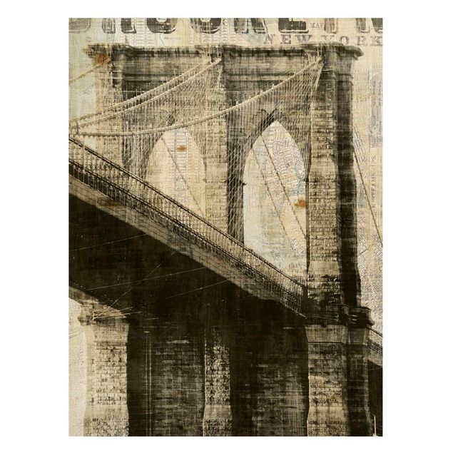 Magnettafel Skyline Vintage NY Brooklyn Bridge
