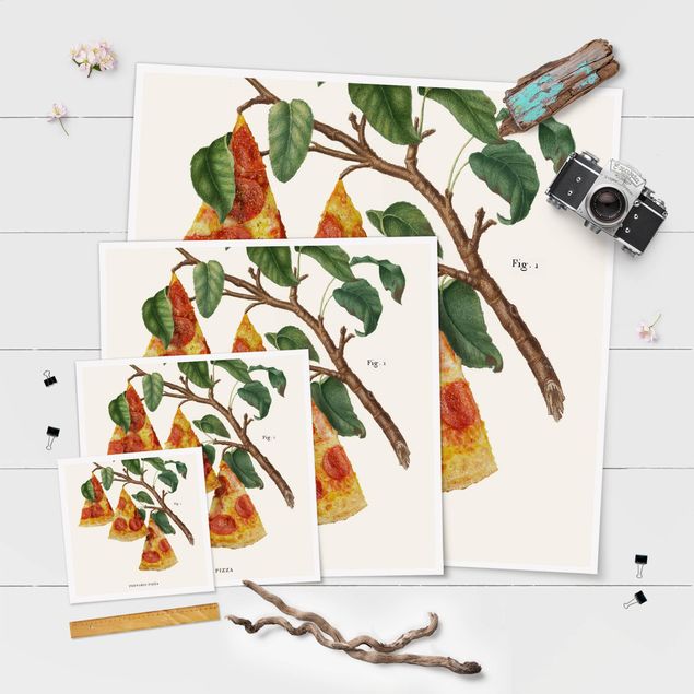 Poster - Vintage Pflanze - Pizza - Quadrat 1:1