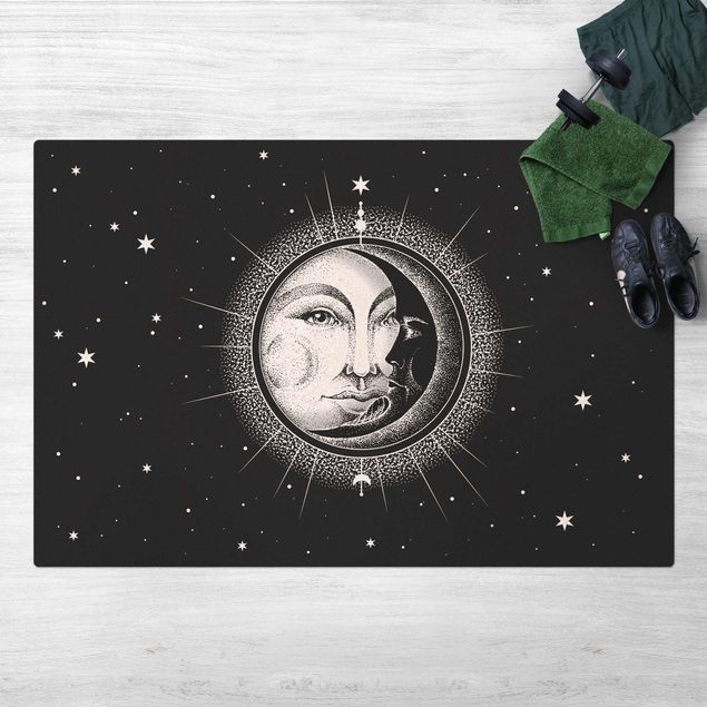 Teppiche Vintage Sonne und Mond Illustration