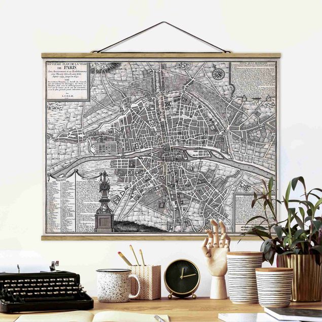 Wandbilder Vintage Stadtplan Paris um 1600