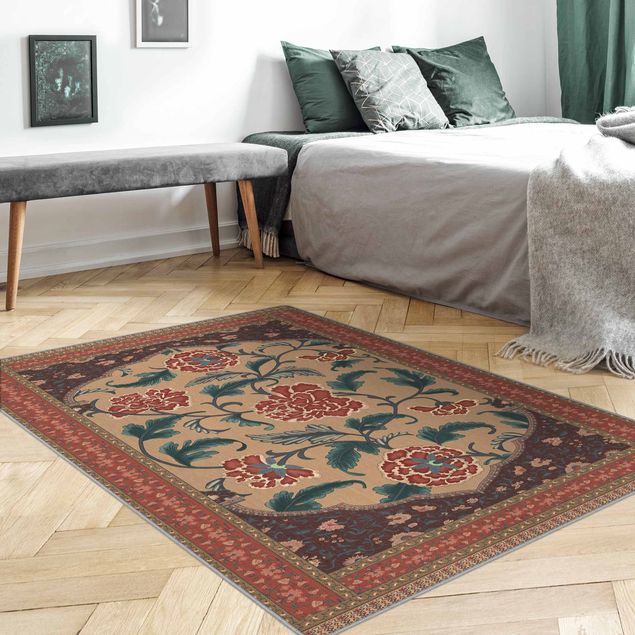 Teppich Orientalisch Vintage Teppich mit Blumen