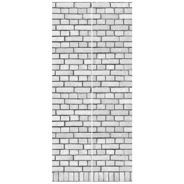 Türtapete - Weiße Backstein Mauer