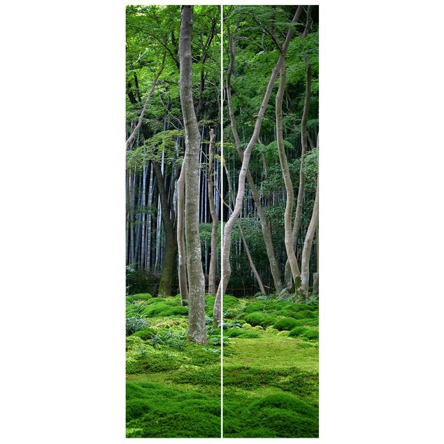 Tapete grün Japanischer Wald
