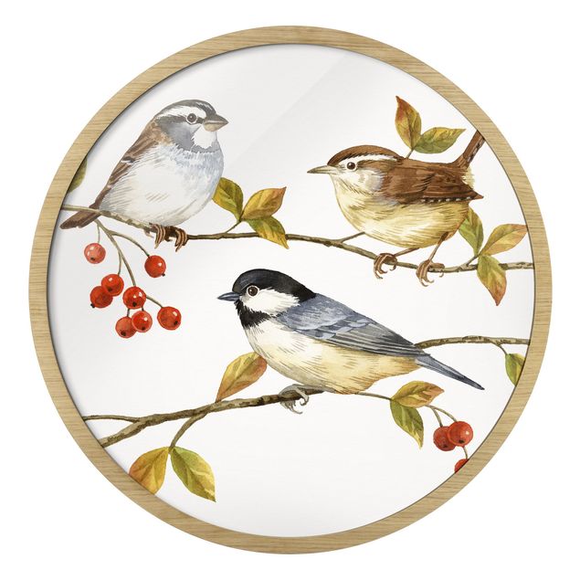 Schöne Wandbilder Vögel und Beeren - Meisen