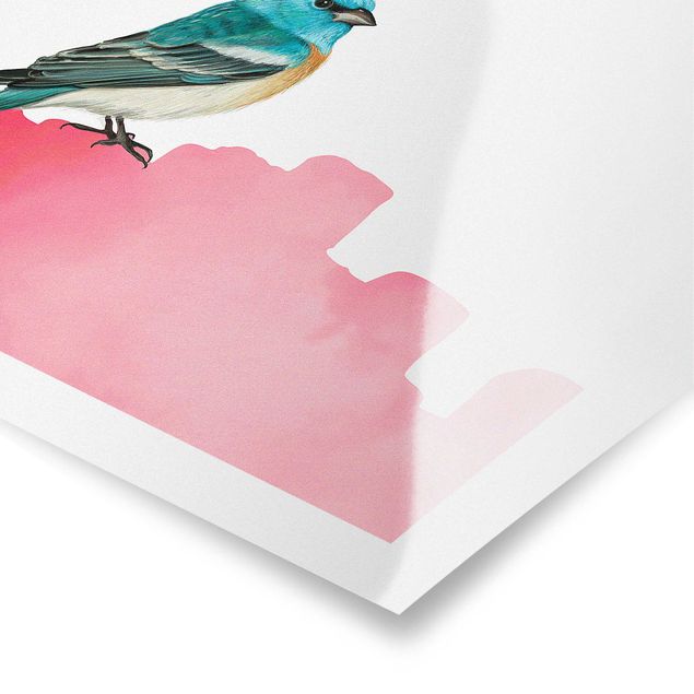 Poster - Vogel auf Pink - Quadrat 1:1