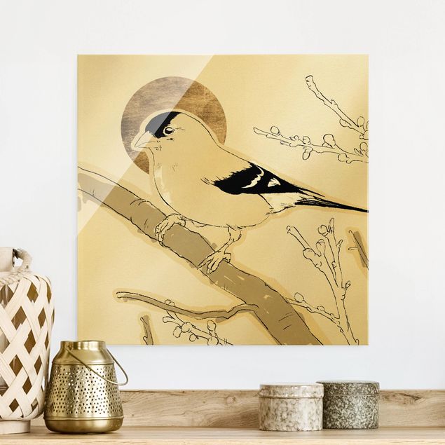 Wandbilder Tiere Vogel vor goldener Sonne II