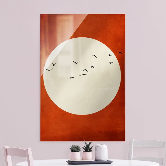 Wandbilder Tiere Vogelschwarm im Abendrot