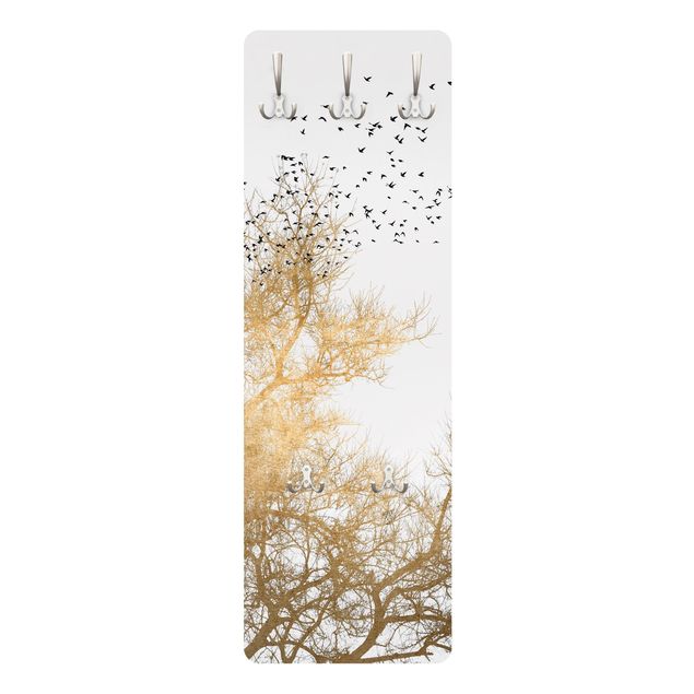 Garderobe - Vogelschwarm vor goldenem Baum