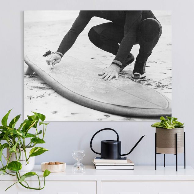 Wandbilder XXL Wachsen des Surfboards
