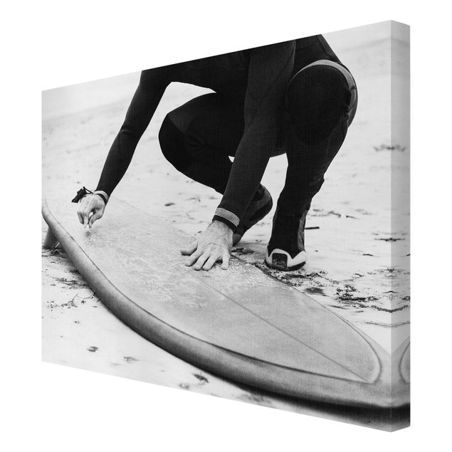 Wandbilder Wachsen des Surfboards