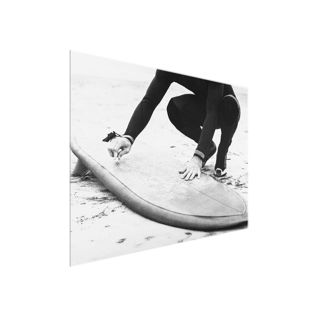 Wandbilder Wachsen des Surfboards