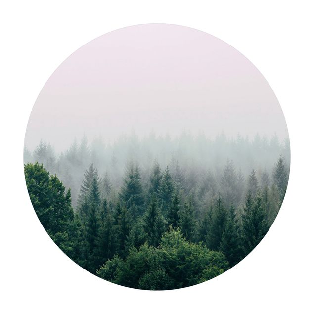 Teppich Natur Wald im Nebel Dämmerung