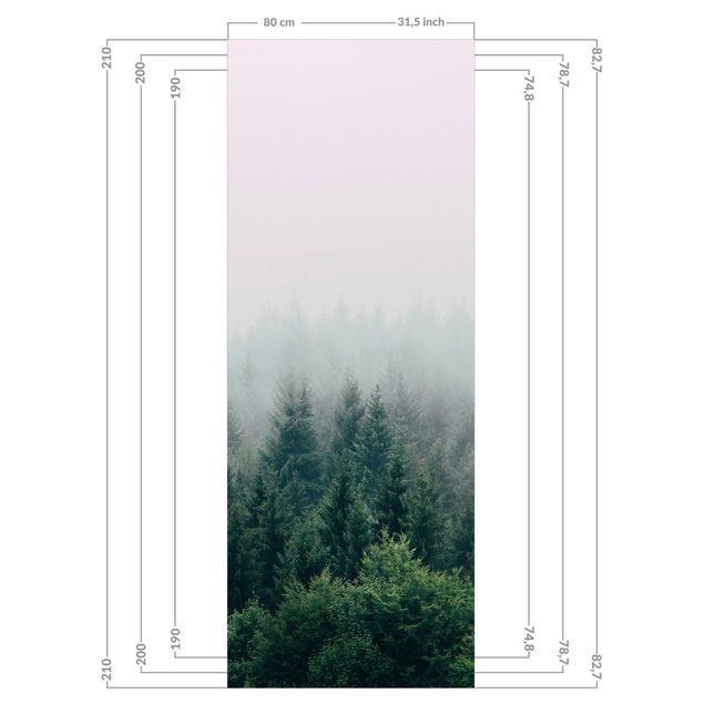 Duschrückwand - Wald im Nebel Dämmerung