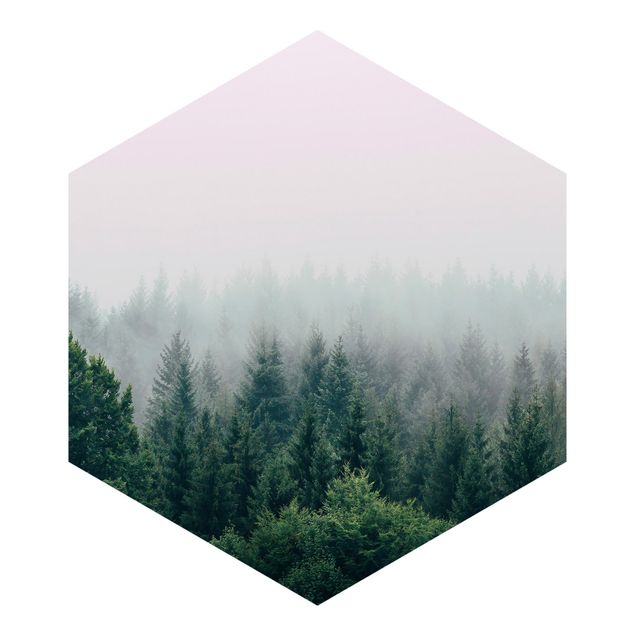 Wandtapete Design Wald im Nebel Dämmerung