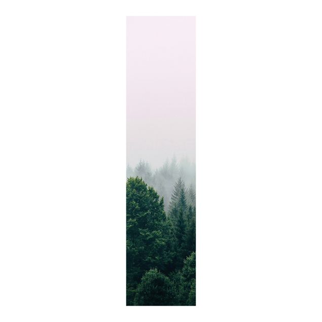 Schiebegardinen 3er Set Wald im Nebel Dämmerung