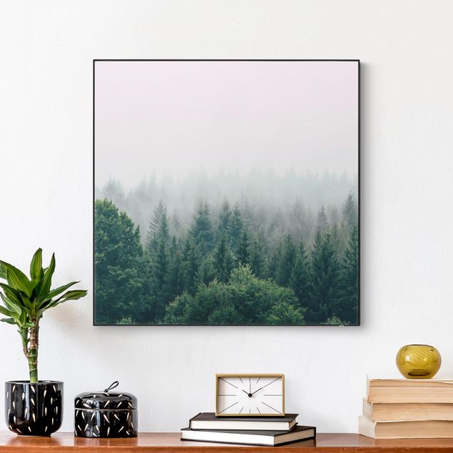 Wandbilder Wald im Nebel Dämmerung