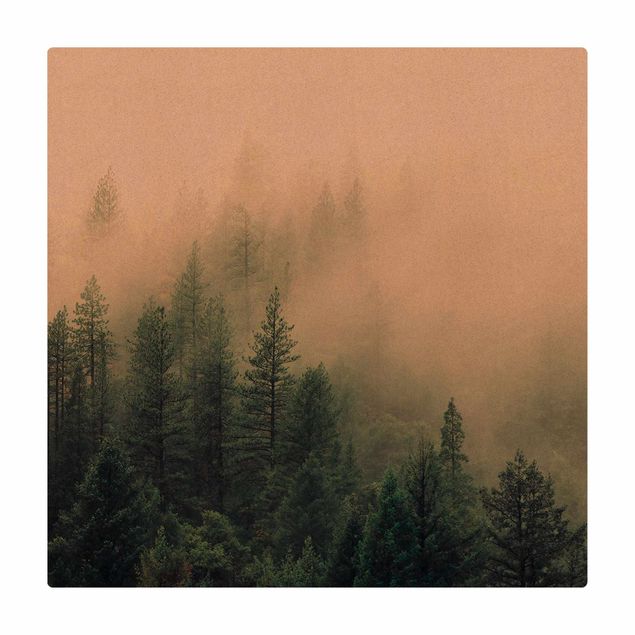 Teppich Esszimmer Wald im Nebel Erwachen