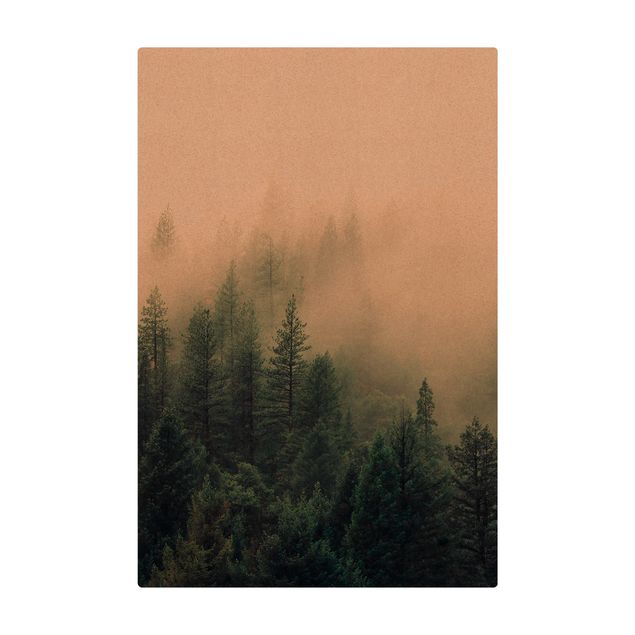 Teppich Esszimmer Wald im Nebel Erwachen