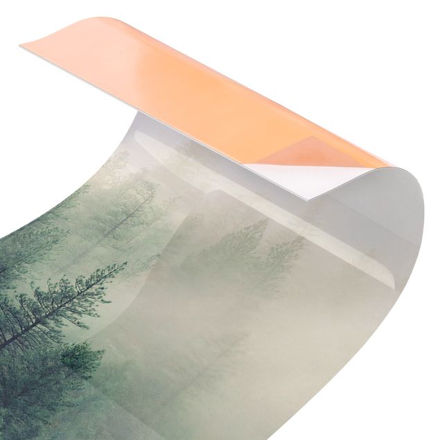 Duschrückwand - Wald im Nebel Erwachen
